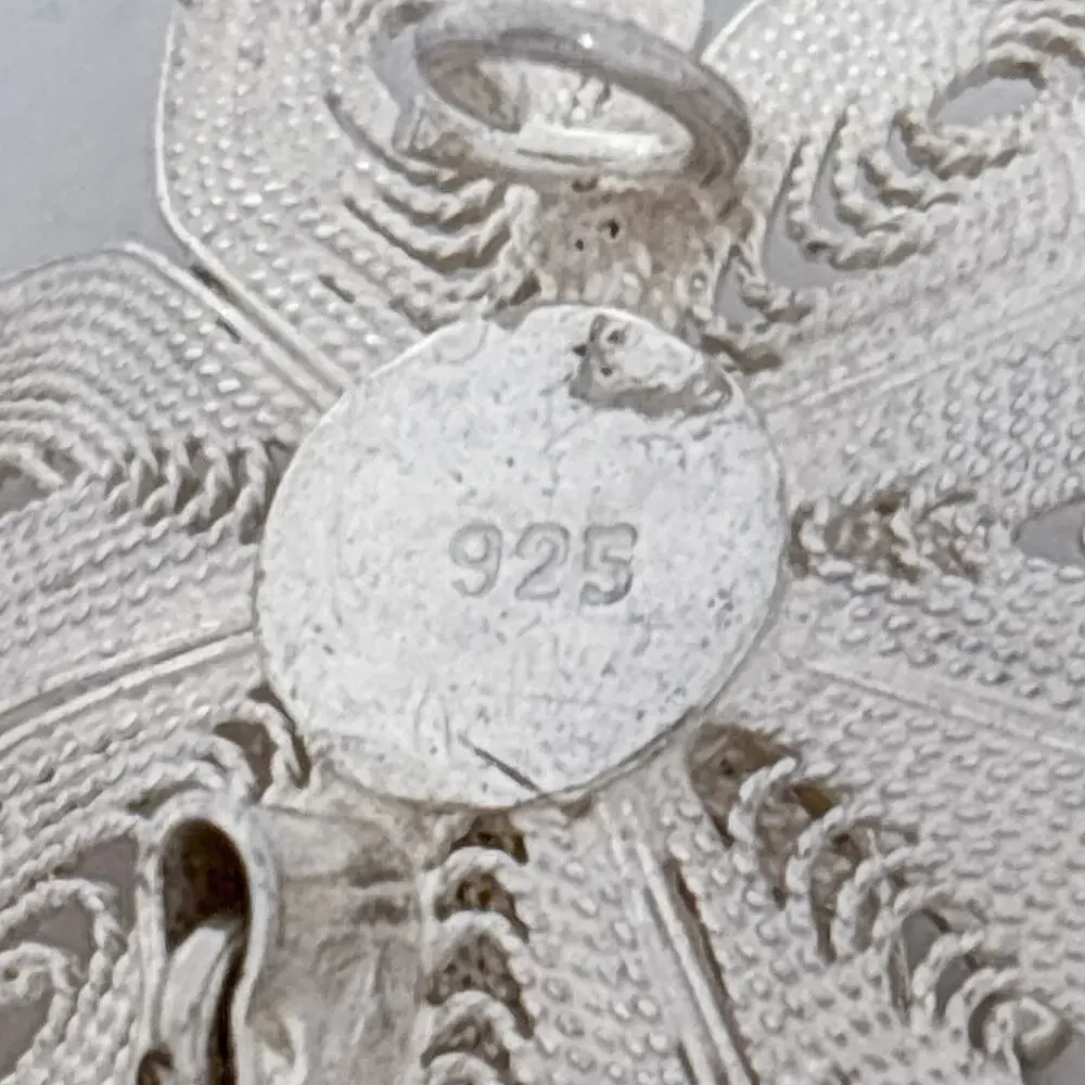 Vintage Sterling Silver 925 Filigree Flower Brooch
